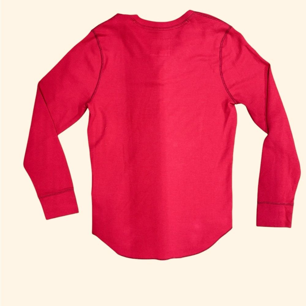 HOLLISTER‎ Red Waffle Henley Long Sleeve Shirt Large With Logo - Picture 6 of 6